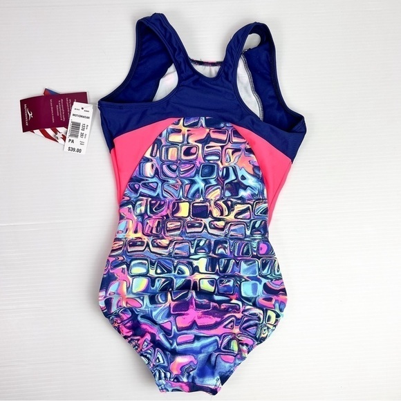 Motionwear leotard womens petite Blue colorful one piece dance gymnastics cheer - Picture 5 of 9